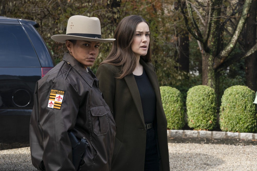 L'officier Sharp (Denise Pilott) travaille sur l'affaire avec l'agent Elisabeth Keen (Megan Boone)