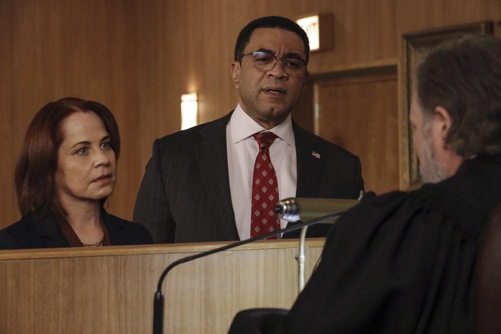 Cynthia Panabaker (Deirdre Lovejoy ) et Harold Cooper (Harry Lennix) dans la même galère face au juge